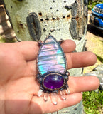 Amethyst Lemurian quartz pendant