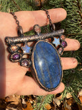 Blue flash stained glass window amulet