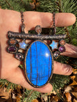 Blue flash stained glass window amulet