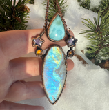 Amazing Moonstone and Larimar star pendant