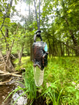 Moldavite and Larimar Lemurian point Talisman