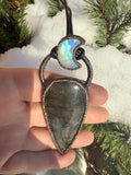 Purple Labradorite and moon pendant