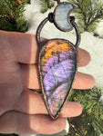 Purple Labradorite and moon pendant