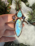 Amazing Moonstone and Larimar star pendant