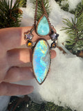 Amazing Moonstone and Larimar star pendant