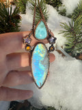 Amazing Moonstone and Larimar star pendant