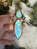 Amazing Moonstone and Larimar star pendant